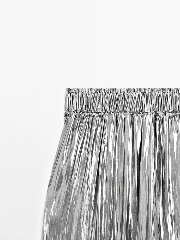 Pantalon fluide froncé métallisé
