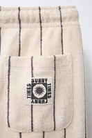 WOVEN STRIPE TERRY PANTS