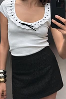 ROMANTIC RIBBED T-SHIRT