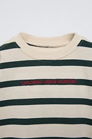 STRIPED SHIRT WITH EMBROIDERED TEXT