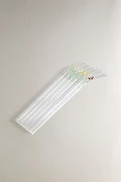 SET OF FLORAL BOROSILICATE GLASS STRAWS (SET OF 6)