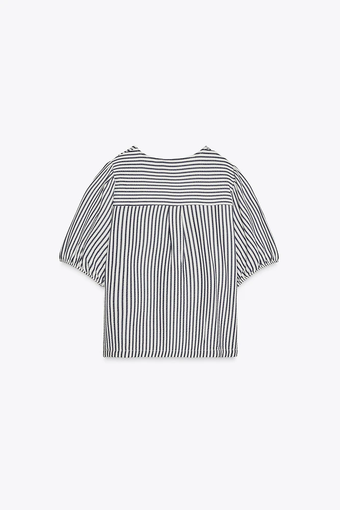 STRIPED TIE BLOUSE