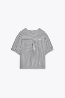 STRIPED TIE BLOUSE