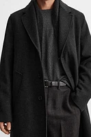 HERRINGBONE TEXTURED WOOL BLEND COAT