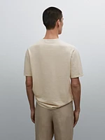 Cotton blend knit short sleeve sweater