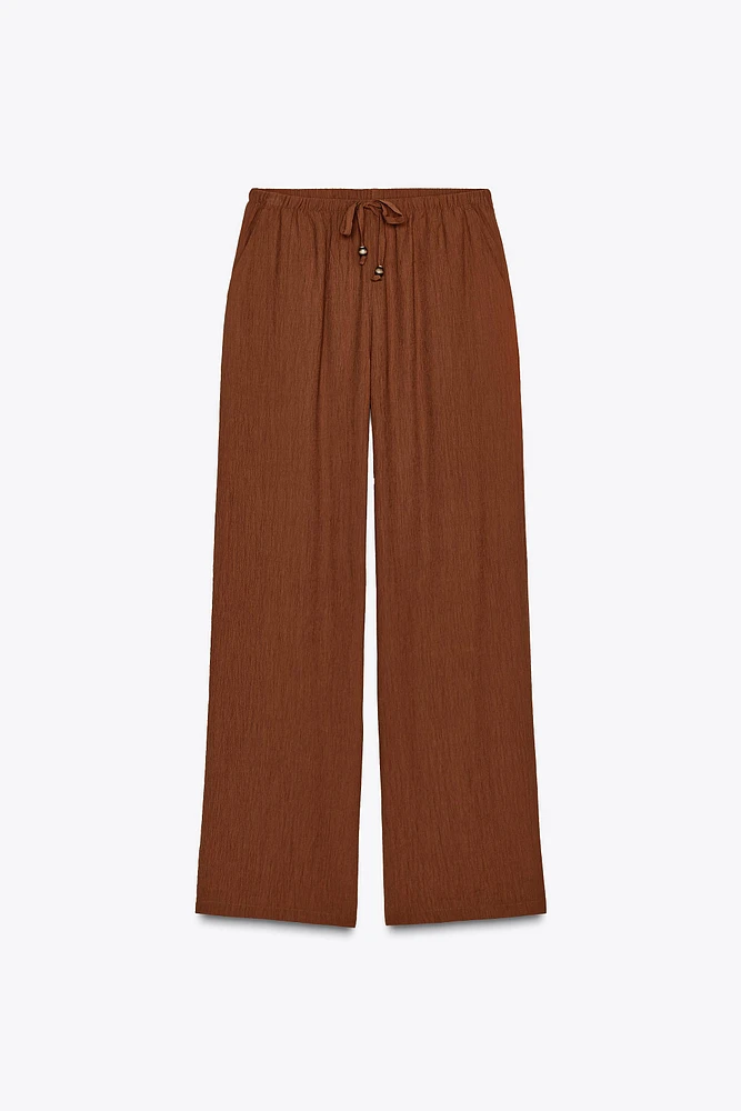 ELASTIC WAIST WIDE LEG PANTS