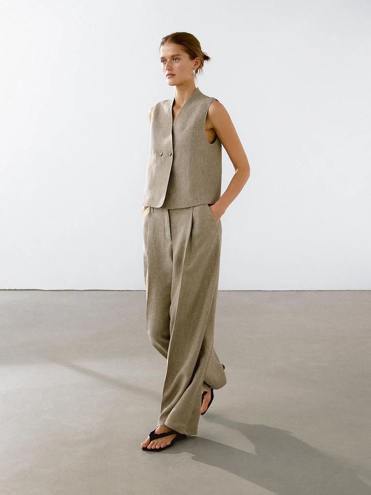 Veste sans manches en mélange de lin