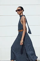 POLKA DOT MIDI HALTER DRESS WITH BELT