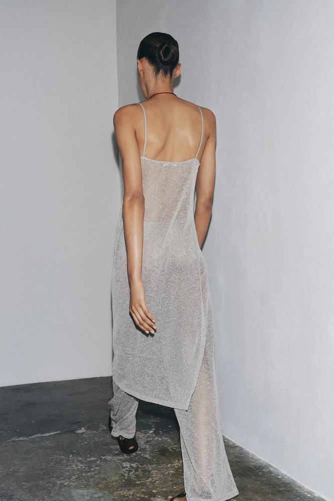 PANTALON LARGE EN MAILLE COUPÉE