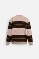 SWEATER WITH TEXTURED BOUCLÉ STRIPES