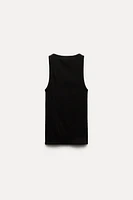 SLEEVELESS RIBBED COTTON T-SHIRT