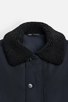 CONTRAST COLLAR PUFFER JACKET