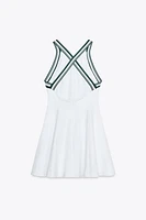 CONTRAST RIB HALTER DRESS