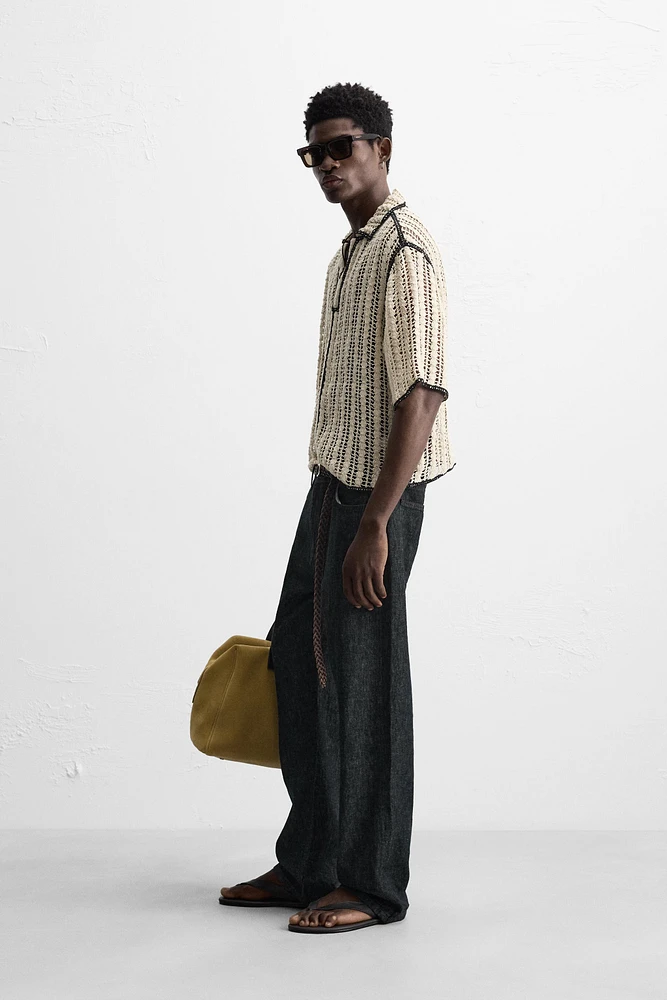 CROCHET TEXTURED POLO SHIRT