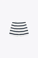 PLEATED STRIPED SHORTS