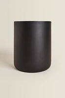 BLACK RESIN BATHROOM TRASH CAN WITH LID