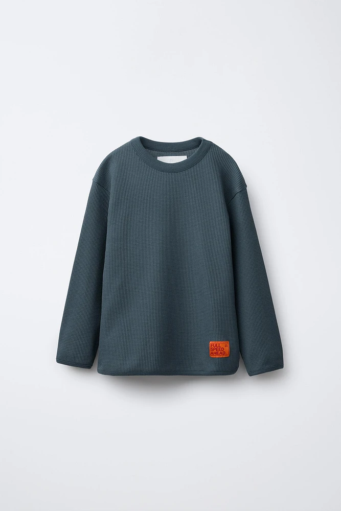 WAFFLE SWEATSHIRT WITH LABEL