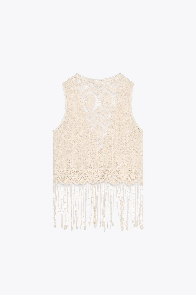 GILET CROCHET FRANGES
