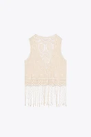 GILET CROCHET FRANGES