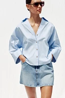 CHEMISE EN POPELINE À MANCHES LARGES
