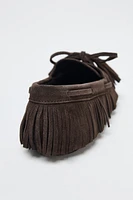 SUEDE FRINGE LOAFERS