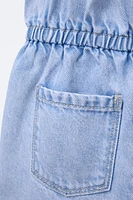 SHORT DENIM RUFFLE ROMPER