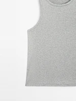 Round neck top with shimmery detail