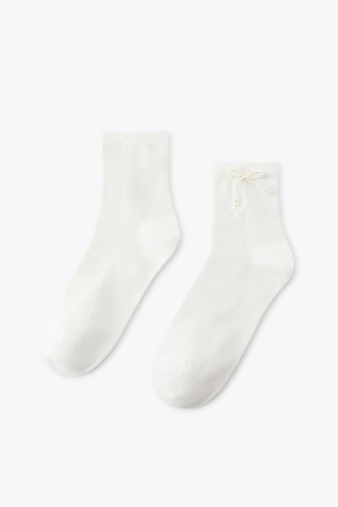 PEARL BOW ANKLE SOCKS