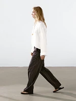 100% linen open stand collar shirt
