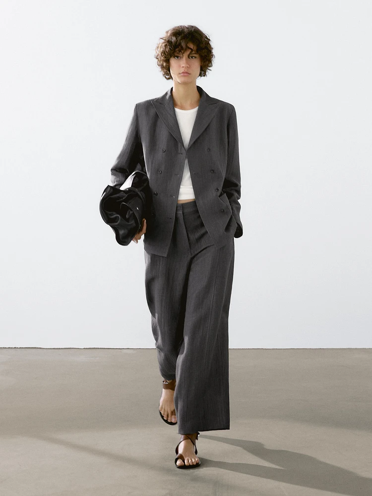 Pantalon de tailleur fluide en lin mélang