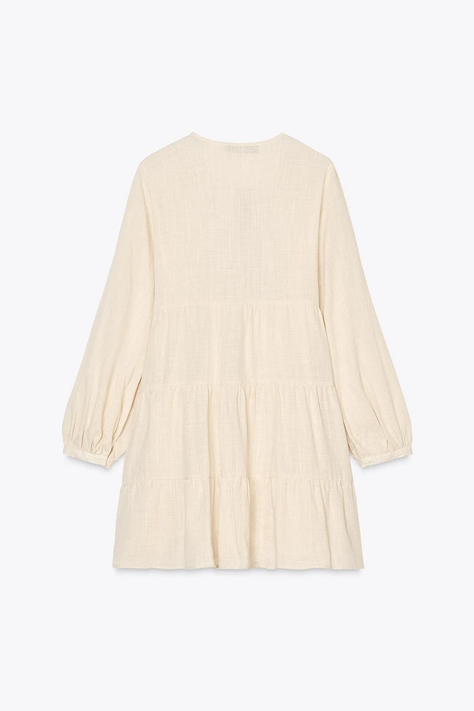 EMBROIDERED PANEL MINI DRESS