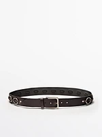 Nappa leather belt with ring details