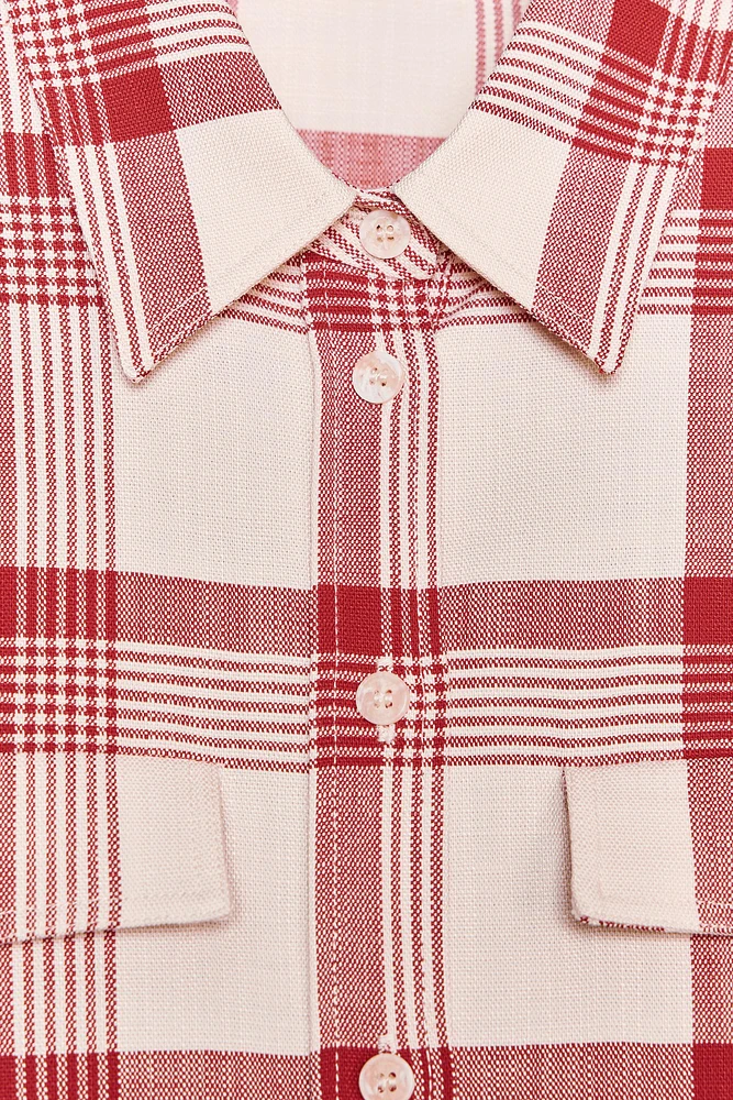 PLAID SHOULDER PAD SHIRT ZW COLLECTION