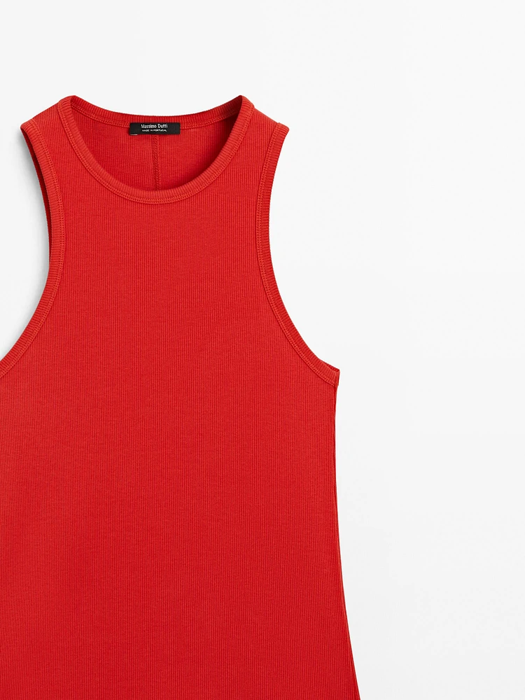 Top à encolure américaine en coton mélang