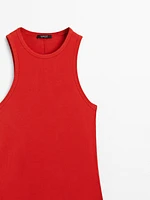 Top à encolure américaine en coton mélang