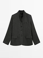 Linen blend pinstripe blazer