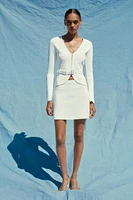 BELTED PLAIN KNIT JACKET