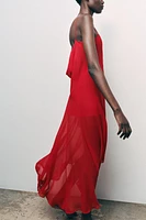 ROBE MI-LONGUE BUSTIER ASYMÉTRIQUE