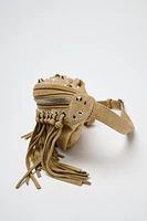 FRINGED SUEDE BELT BAG