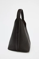 GRAINED LEATHER BUCKET BAG