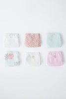 6- ANS/ LOT DE SIX CULOTTES PATCHWORK ET FLEURS RIB
