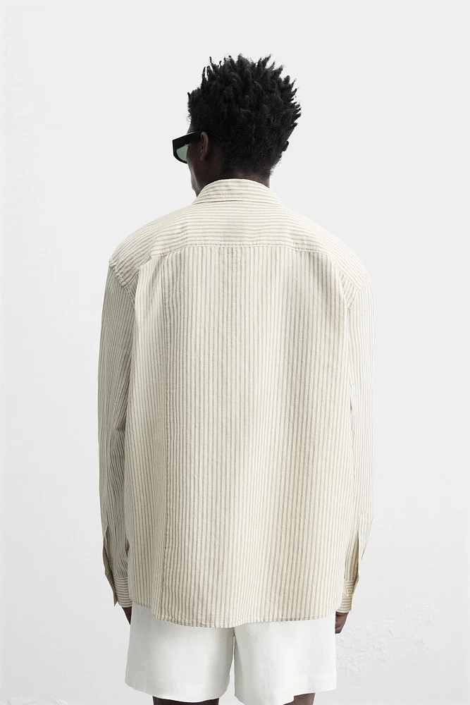 CHEMISE PATCHWORK À RAYURES EN LIN ET COTON