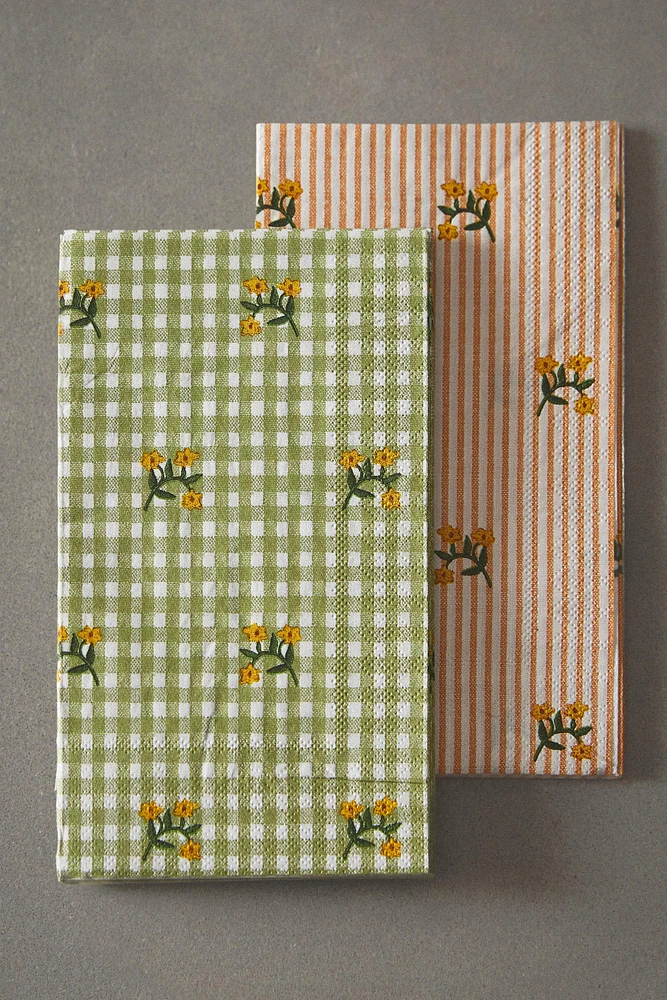 SERVIETTE DE TABLE PAPIER FLEURS (LOT DE 30)