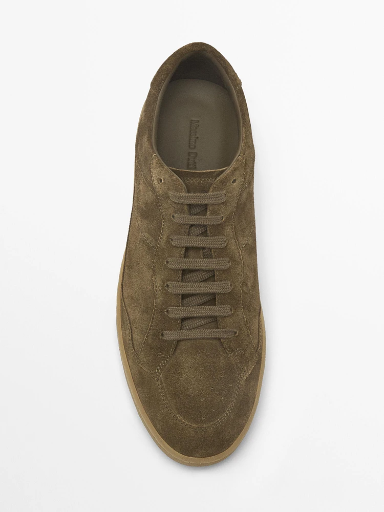 Split suede trainers