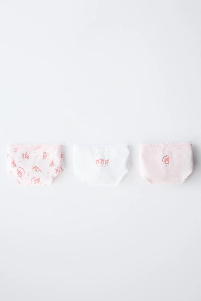 6-14 ANS/ LOT DE TROIS CULOTTES MY MELODY AND CINNAMOROLL © SANRIO