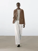 Blazer fluide en cuir finition daim