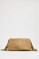 SPLIT LEATHER FRINGED CROSSBODY BAG