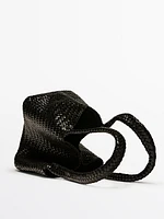 Sac mi-tote tressé en cuir nappa