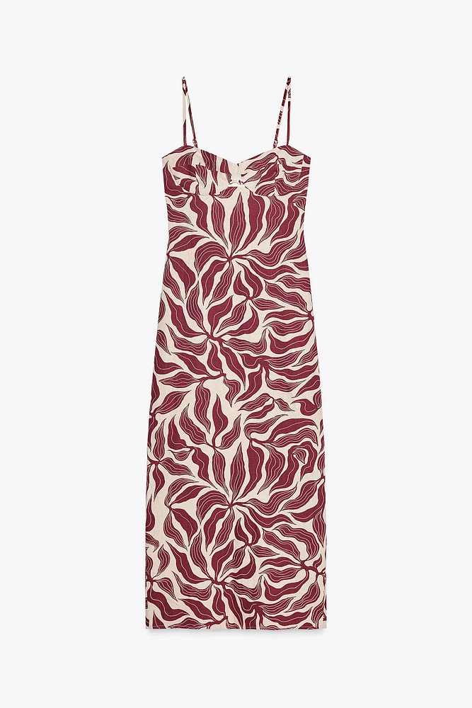 PRINTED RUSTIC LINEN MIDI DRESS