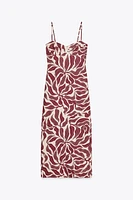 PRINTED RUSTIC LINEN MIDI DRESS